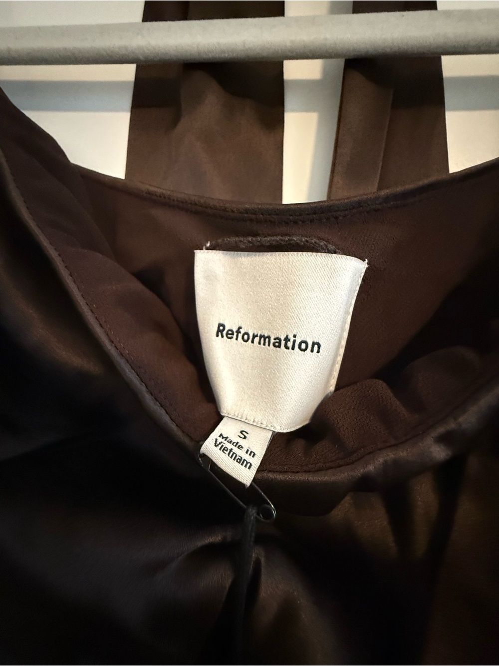 Reformation Oren Silk Dress Brown - Size S - Picture 3 of 6
